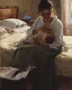 Woman nursing her baby